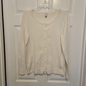 a. n. d e a w y White Cardigan Sweater with Long Sleeves